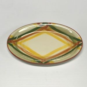VINTAGE HAND-PAINTED VERNONWARE - HOMESPUN - 10" OVAL SERVING DISH